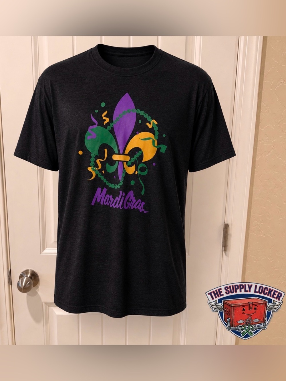 Where I’m From Mardi Gras Graphic T Shirt Men’s Medium Black NWT USA